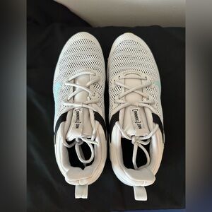 Nike White and Gray Training Shoes with Blue Accent